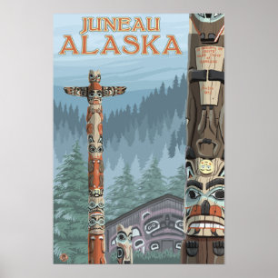 Alaska-Totempfähle - Juneau, Alaska Poster