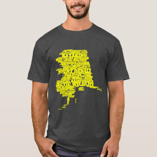 Alaska Typography Art Yellow and Navy Blue Oversiz T-Shirt