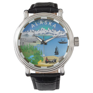 Alaska-Uhr, Flagge, Siegel, patriotischer Alaskane Armbanduhr
