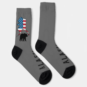 Alaska und Bär-Silhouette, US-Flagge Socken