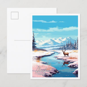 Alaska United Staaten Vintage Illustration Postkarte