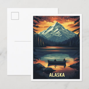 Alaska USA Art Vintag Illustration Travel Postkarte