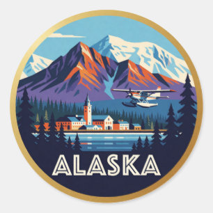 Alaska USA Gletscher Berge Wilde Frontier Reise Runder Aufkleber