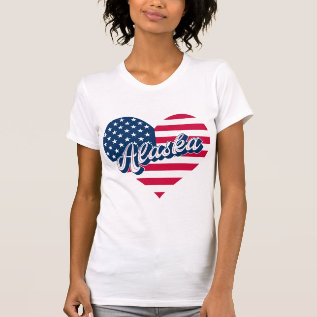 Alaska USA Heart Flag  – Patriotic Alaska Design  T-Shirt (Vorderseite)
