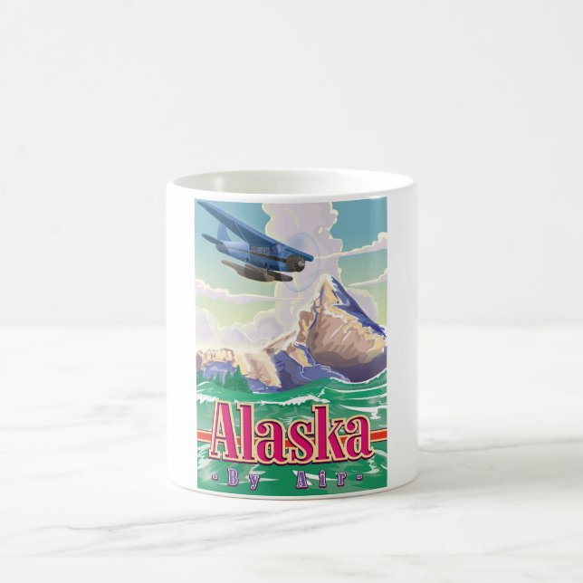 Alaska USA Vintage Reiseplakat. Kaffeetasse (Mittel)