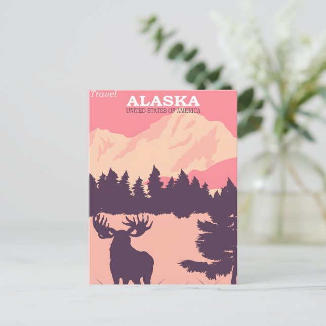 Alaska Vintage Poster Postkarte (Stehend Vorderseite)