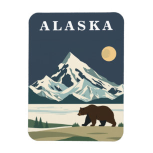 Alaska Vintage Reise Grizzlybär Magnet