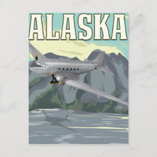 Alaska Vintage Reiseplakat Postkarte