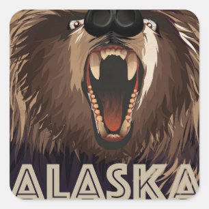 Alaska Vintage-Reiseplakat Quadratischer Aufkleber