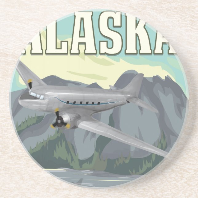 Alaska Vintage Travel Poster Sandstein Untersetzer (Vorne)