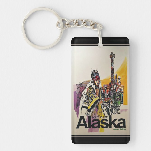 Alaska/Vintages Reise-Plakat Schlüsselanhänger (Vorderseite)
