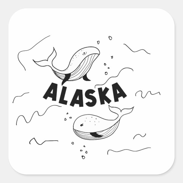 Alaska-Wale Quadratischer Aufkleber (Vorderseite)