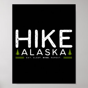 Alaska Wanderung Baum Retro-Grafik Poster