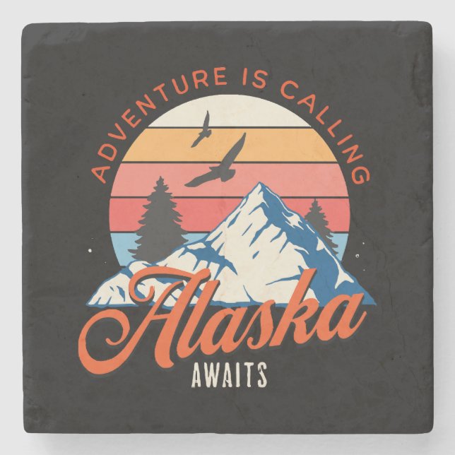 Alaska wartet! steinuntersetzer (Vorderseite)