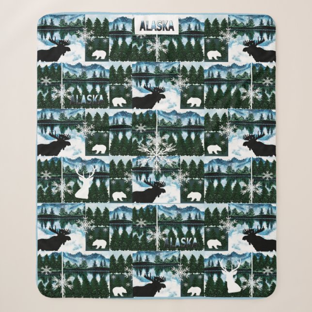Alaska Wasserfarbenen Berge Landschaft Med Sherpadecke (Vorderseite)