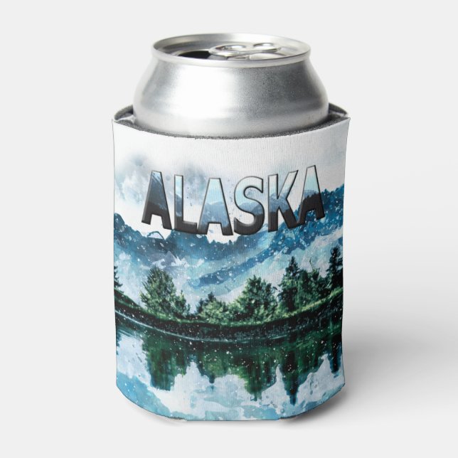 Alaska Wasserfarbengebirge Landschaft Dosenkühler (Kanne Vorderseite)