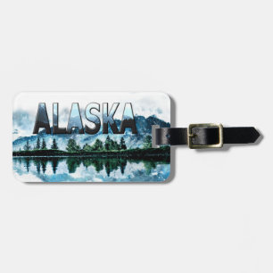 Alaska Wasserfarbengebirge Landschaft Gepäckanhänger