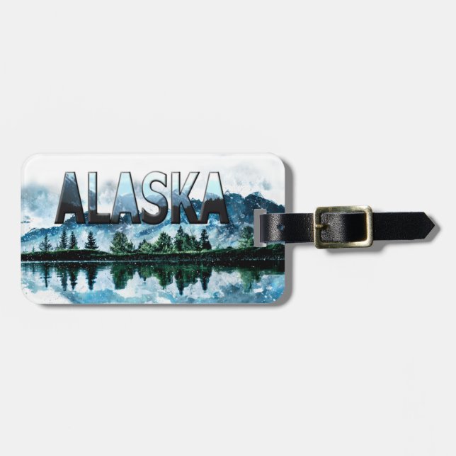 Alaska Wasserfarbengebirge Landschaft Gepäckanhänger (Vorderseite horizontal)
