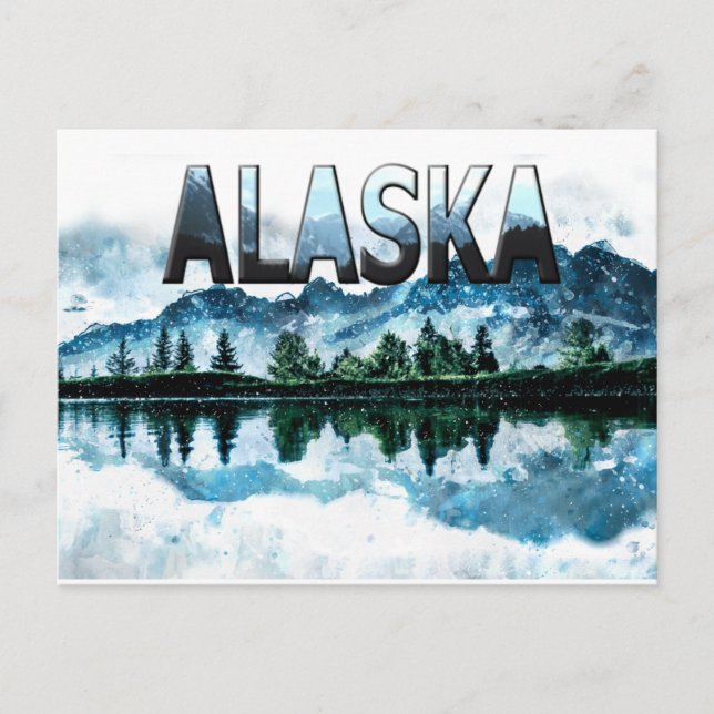 Alaska Watercolor Bergsee-Zauber Bergsee-Zauber Postkarte (Vorderseite)