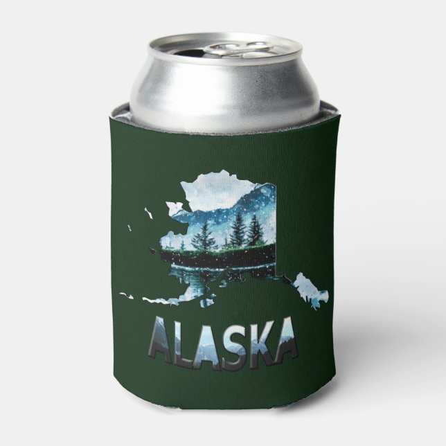 Alaska Watercolor Landschaftskarte Dosenkühler (Kanne Vorderseite)