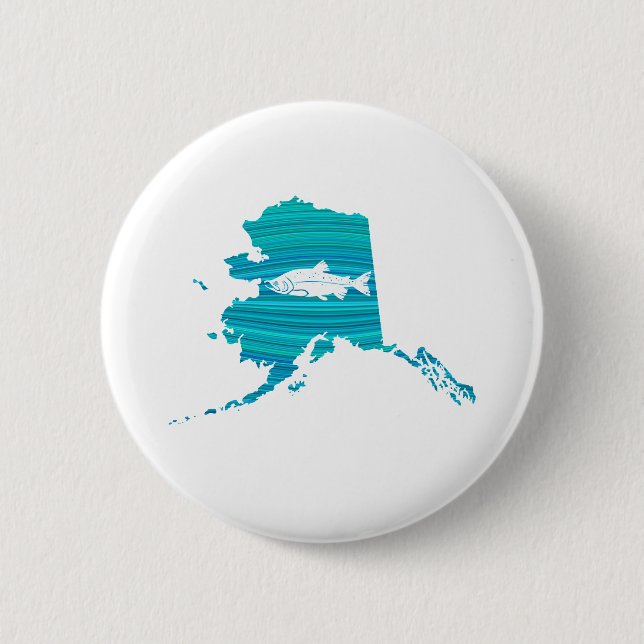 Alaska Wave Lachs Fischen Button (Vorderseite)