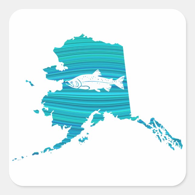 Alaska Wave Lachs Fischen Quadratischer Aufkleber (Vorderseite)