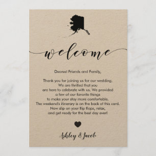 Alaska Wedding Welcome Letter & Itinerary Card Programm