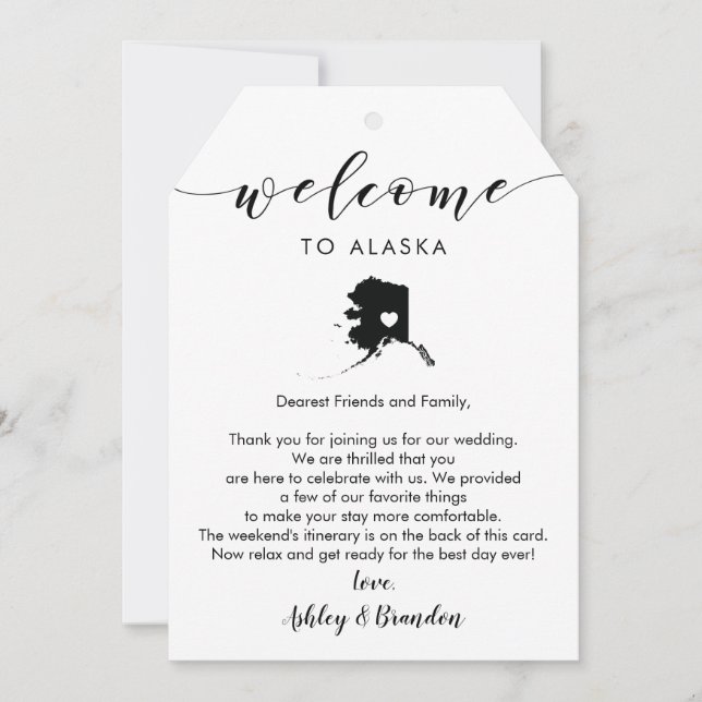Alaska Wedding Welcome Tag, Letter Itinerary (Vorderseite)