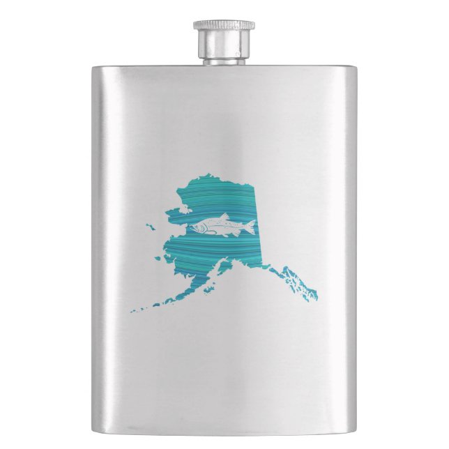 Alaska-Wellen-Lachsfischen Flachmann (Vorderseite)