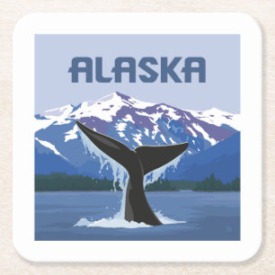 Alaska   Whale Tale Rechteckiger Pappuntersetzer