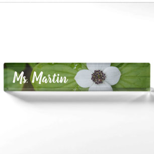 Alaska White Dogwood Blume Lehrer Namensplakette