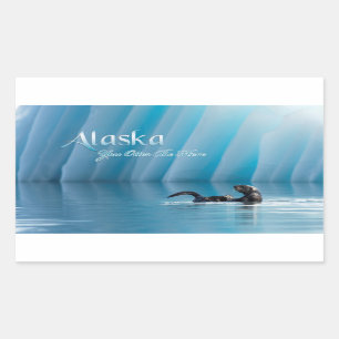 Alaska-you-Otter sind hier Rechteckiger Aufkleber