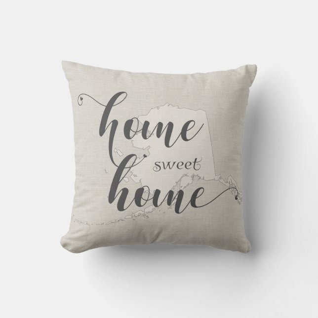 Alaska - Zuhause Sweet Zuhause burlap look Kissen (Vorderseite)