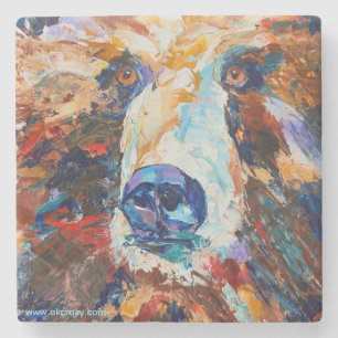 Alaskaanischer Marmoruntersetzer "Im Blick des Bär Steinuntersetzer