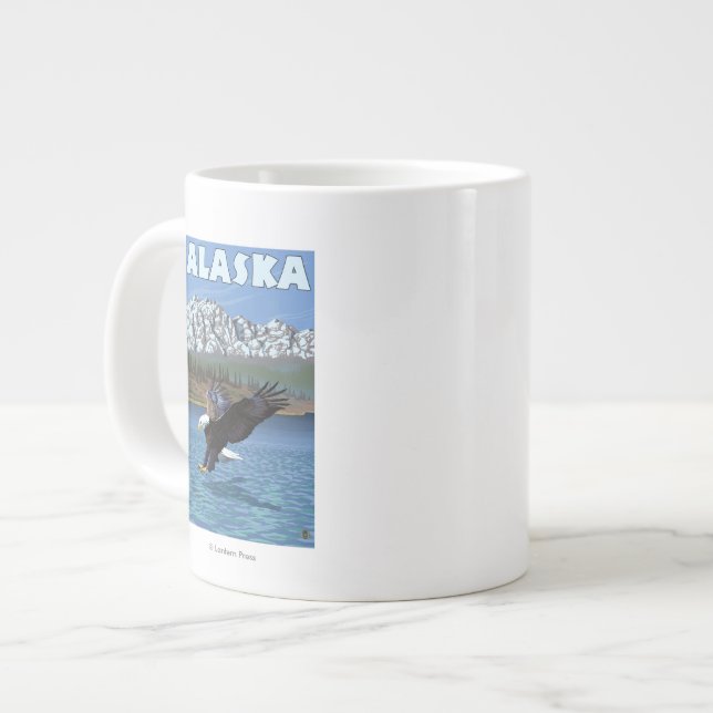 AlaskaBald Eagle Vintage Reiseplan Jumbo-Tasse (Vorderseite Links)