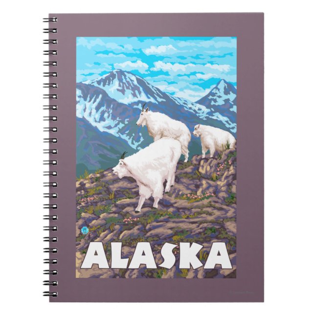 AlaskaBergziegen Vintage Travel Poster Notizblock (Vorderseite)