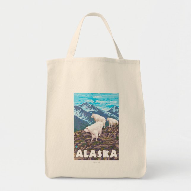 AlaskaBergziegen Vintage Travel Poster Tragetasche (Vorne)
