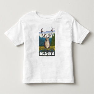 AlaskaCaribou in der wilden Vintagen Reise Kleinkind T-shirt