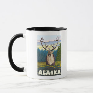AlaskaCaribou in der wilden Vintagen Reise Tasse