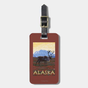 AlaskaCaribou Vintages Reise-Plakat Gepäckanhänger