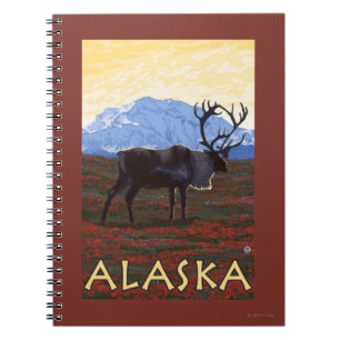 AlaskaCaribou Vintages Reise-Plakat Notizblock