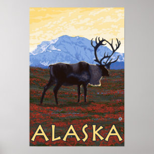 AlaskaCaribou Vintages Reise-Plakat Poster