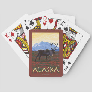 AlaskaCaribou Vintages Reise-Plakat Spielkarten