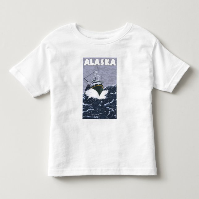 AlaskaCrab Boots-Vintages Reise-Plakat Kleinkind T-shirt (Vorderseite)