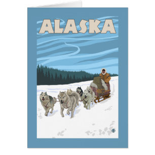 AlaskaDogsledding Vintage Travel Poster