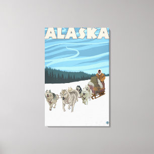 AlaskaDogsledding Vintage Travel Poster Leinwanddruck