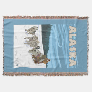 AlaskaDogsledding Vintages Reise-Plakat Decke