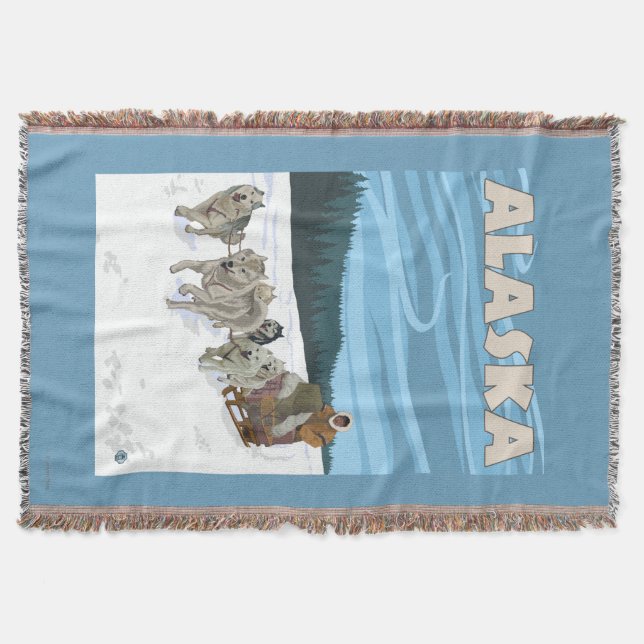 AlaskaDogsledding Vintages Reise-Plakat Decke (Vorderseite)