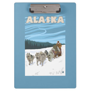 AlaskaDogsledding Vintages Reise-Plakat Klemmbrett