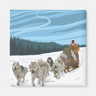 AlaskaDogsledding Vintages Reise-Plakat Magnet